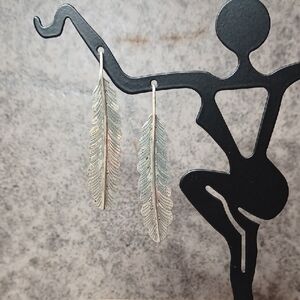 Elegant Silver Feather Earrings